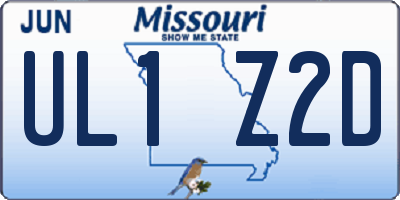 MO license plate UL1Z2D