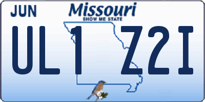 MO license plate UL1Z2I