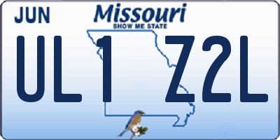 MO license plate UL1Z2L