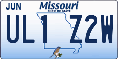 MO license plate UL1Z2W