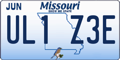 MO license plate UL1Z3E