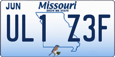MO license plate UL1Z3F