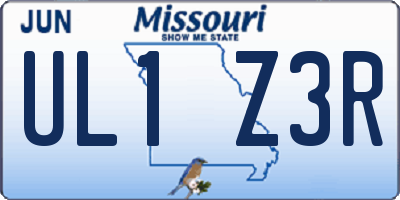 MO license plate UL1Z3R