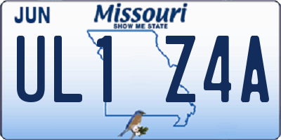 MO license plate UL1Z4A