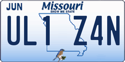 MO license plate UL1Z4N