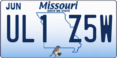 MO license plate UL1Z5W