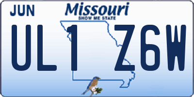 MO license plate UL1Z6W