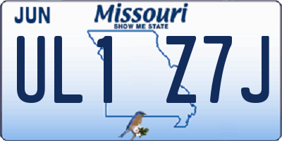 MO license plate UL1Z7J
