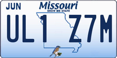 MO license plate UL1Z7M