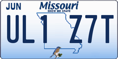 MO license plate UL1Z7T