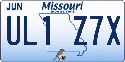 MO license plate UL1Z7X