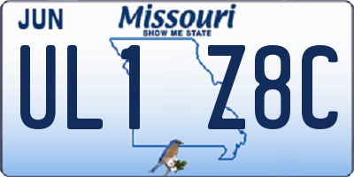 MO license plate UL1Z8C