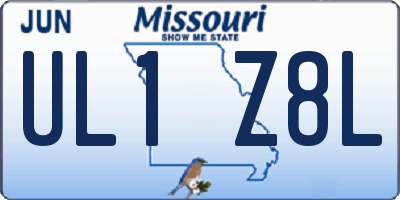MO license plate UL1Z8L