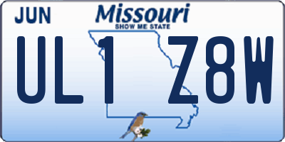 MO license plate UL1Z8W
