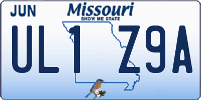 MO license plate UL1Z9A