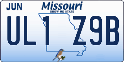 MO license plate UL1Z9B