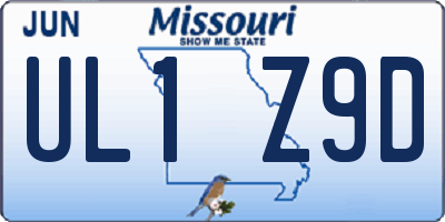 MO license plate UL1Z9D