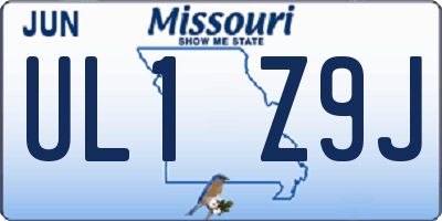 MO license plate UL1Z9J