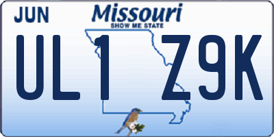 MO license plate UL1Z9K