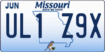 MO license plate UL1Z9X