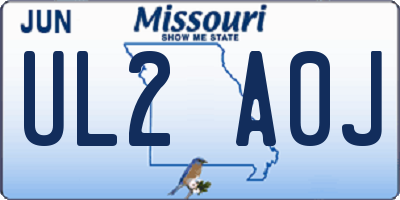 MO license plate UL2A0J
