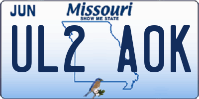 MO license plate UL2A0K