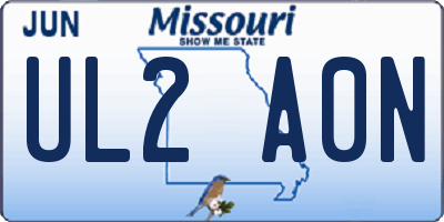 MO license plate UL2A0N