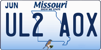 MO license plate UL2A0X