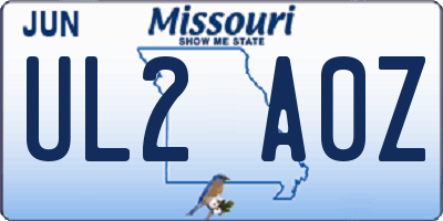 MO license plate UL2A0Z