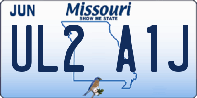 MO license plate UL2A1J