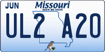 MO license plate UL2A2O