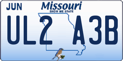 MO license plate UL2A3B