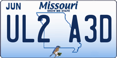 MO license plate UL2A3D