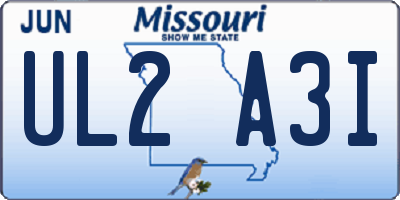 MO license plate UL2A3I