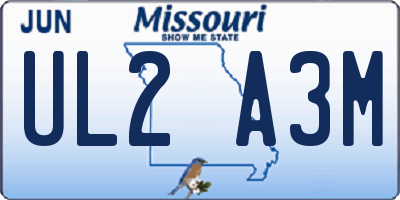 MO license plate UL2A3M