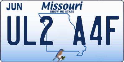 MO license plate UL2A4F