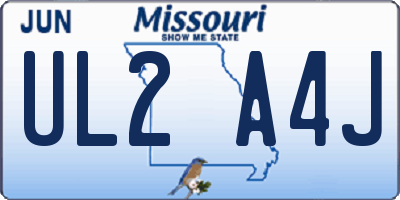 MO license plate UL2A4J