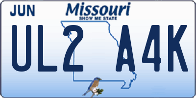 MO license plate UL2A4K