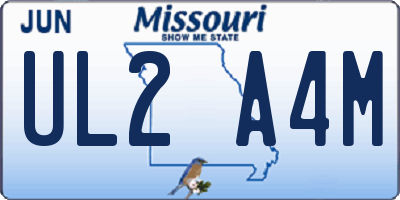 MO license plate UL2A4M