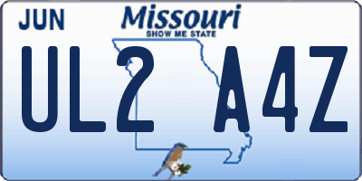 MO license plate UL2A4Z