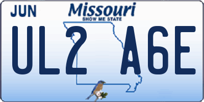 MO license plate UL2A6E