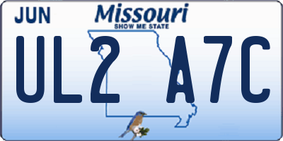 MO license plate UL2A7C