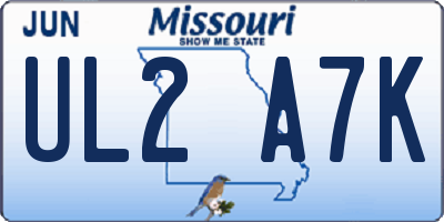 MO license plate UL2A7K