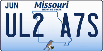 MO license plate UL2A7S