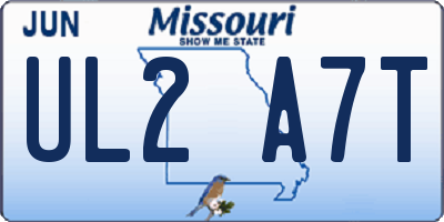 MO license plate UL2A7T