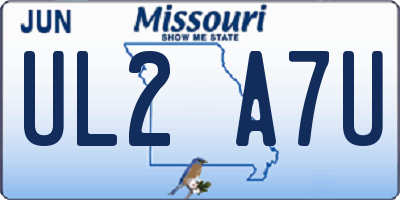 MO license plate UL2A7U