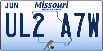 MO license plate UL2A7W