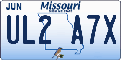MO license plate UL2A7X