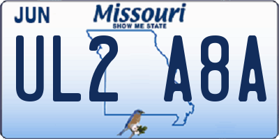 MO license plate UL2A8A