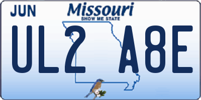 MO license plate UL2A8E